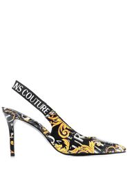 Versace Jeans Couture logo-print 90mm slingback pumps - Nero