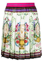 Versace Jeans Couture V-Emblem Garden-print miniskirt - Bianco