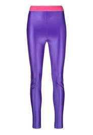 Versace Jeans Couture logo-waistband coated leggings - Viola