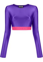 Versace Jeans Couture Top corto con banda logo - Viola