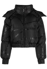 Versace Jeans Couture logo-print cropped puffer jacket - Nero