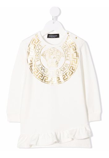 Versace Kids Abito con lavorazione a maglia Medusa-Head - Bianco