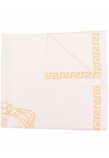 Versace Kids Medusa Greca-trim knitted scarf - Toni neutri