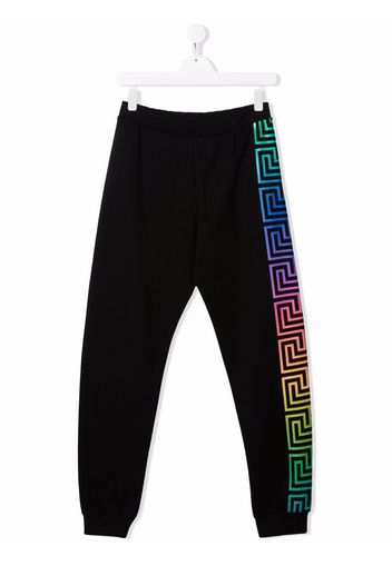 Versace Kids Pantaloni sportivi con banda laterale - Nero