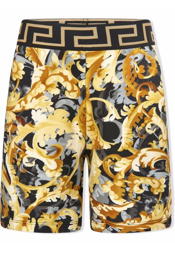 Versace Kids Baroccoflage-print cotton shorts - Giallo