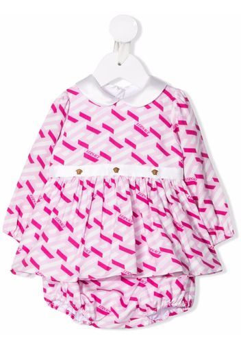 Versace Kids geometric print silk dress - Rosa