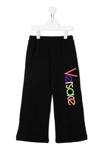 Versace Kids Pantaloni sportivi con ricamo - Nero