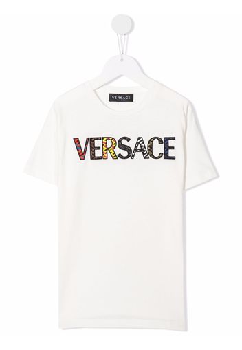 Versace Kids logo print T-shirt - Bianco