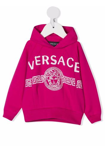 Versace Kids logo-print cotton hoodie - Rosa