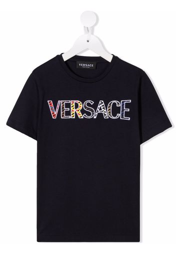 Versace Kids applique logo T-shirt - Blu