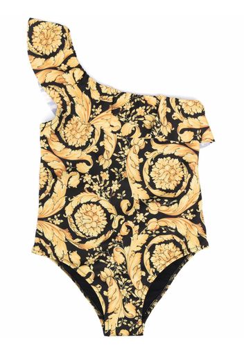 Versace Kids Barocco one-shoulder swimsuit - Nero