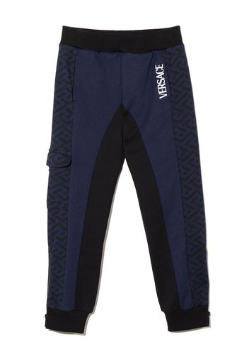 Versace Kids Pantaloni sportivi Greca con stampa - Blu