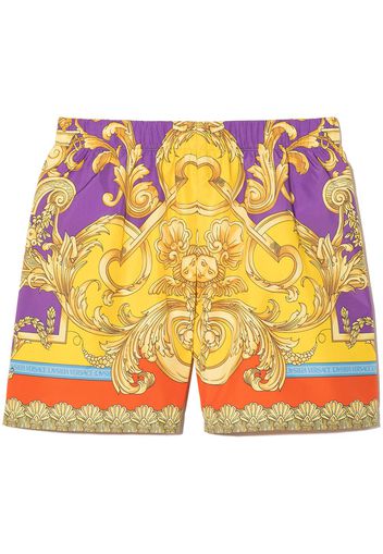 Versace Kids baroque pattern-print swim shorts - Giallo