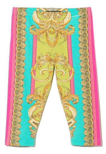 Versace Kids Leggings con stampa Barocco Goddess - Blu