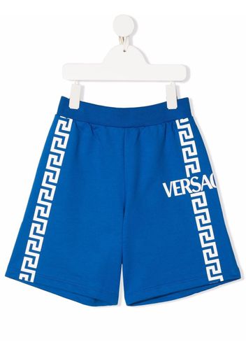 Versace Kids Greca-trim shorts - Blu