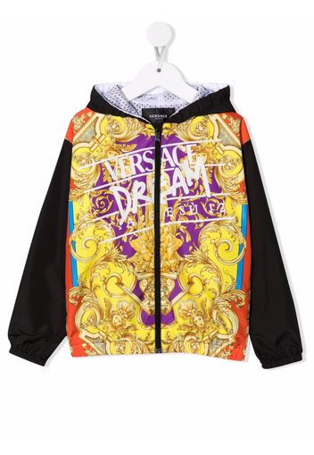 Versace Kids baroque pattern-print zip-up hoodie - Nero