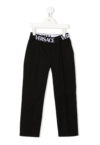 Versace Kids Pantaloni con banda logo - Nero