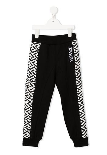 Versace Kids Greca pattern cotton track pants - Nero