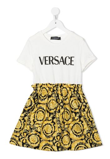 Versace Kids Abito modello T-shirt con stampa barocca - Bianco