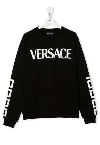 Versace Kids Greca logo-print sweatshirt - Nero