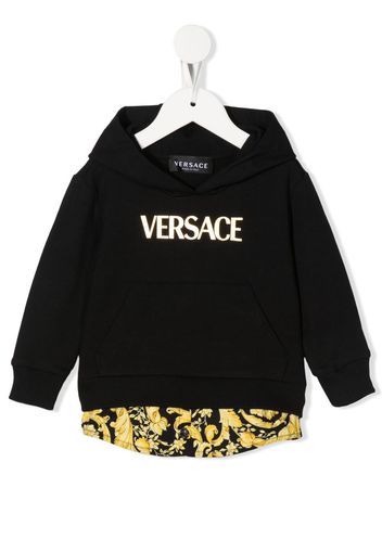 Versace Kids layered logo print hoodie - Nero