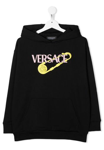 Versace Kids logo-print cotton hoodie - Nero
