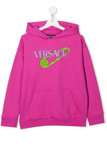 Versace Kids logo-print cotton hoodie - Rosa