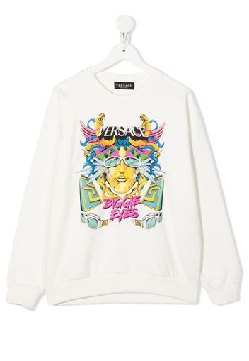 Versace Kids Biggie Eyes graphic-print sweatshirt - Bianco