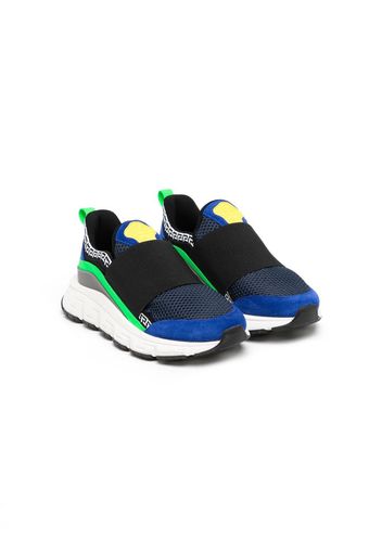 Versace Kids Sneakers senza lacci con design color-block - Blu