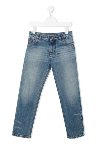 Versace Kids stonewashed straight-leg jeans - Blu