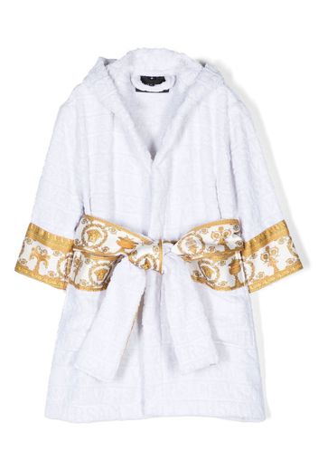 Versace Kids Medusa logo-print hooded robe - Bianco