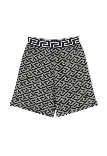 Versace Kids all-over monogram-print shorts - Grigio