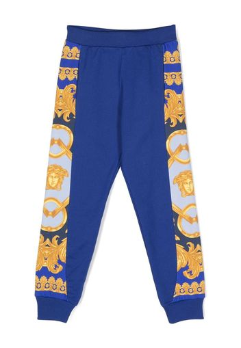 Versace Kids Barocco-panel track pants - Blu