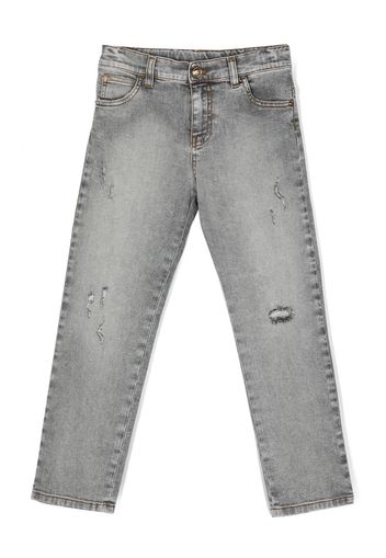 Versace Kids Jeans dritti con applicazione - Grigio