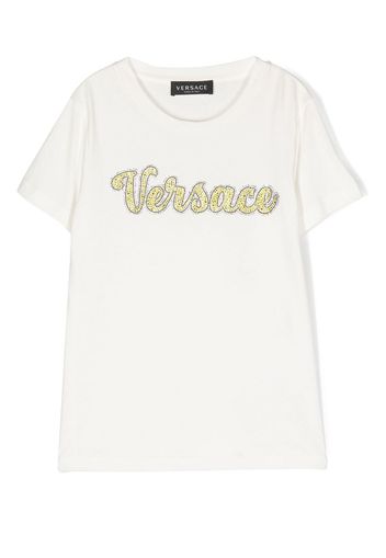 Versace Kids T-shirt con decorazione di cristalli - Bianco