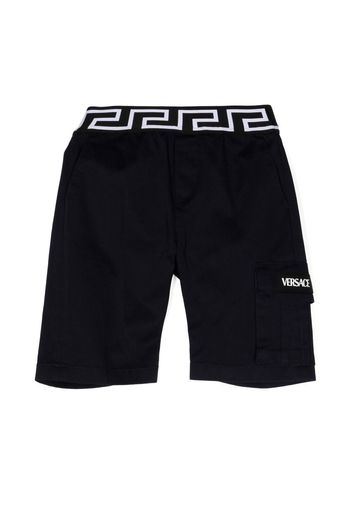 Versace Kids Greca-waistband cargo shorts - Blu