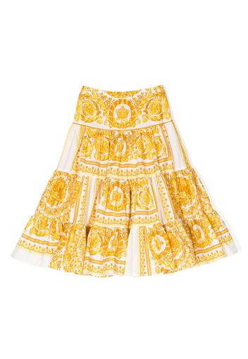 Versace Kids baroque-print tiered skirt - Giallo