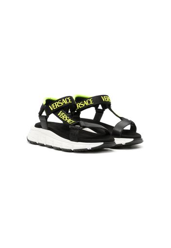 Versace Kids logo-print touch-strap sandals - Nero