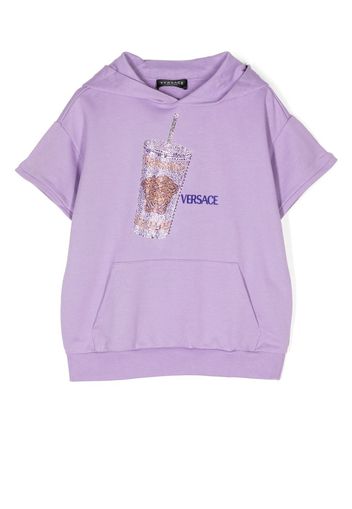 Versace Kids logo-print short-sleeved hoodie - Viola