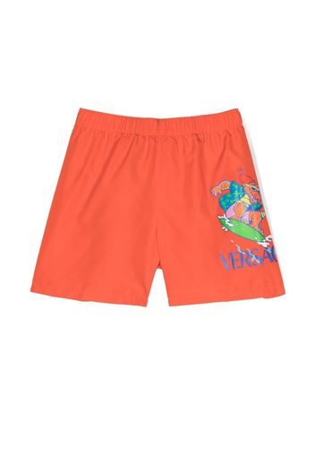 Versace Kids crocodile-print shorts - Arancione