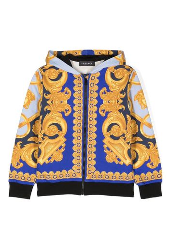 Versace Kids Barocco 660 zip-up hoodie - Blu