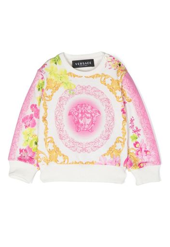 Versace Kids baroque-print crew-neck sweatshirt - Bianco