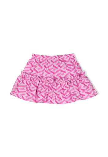 Versace Kids Greca-print flared mini skirt - Rosa