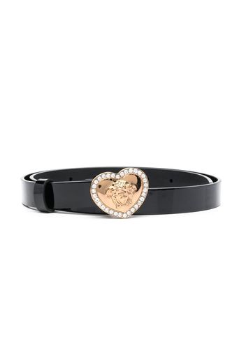 Versace Kids heart-shaped buckle leather belt - Nero