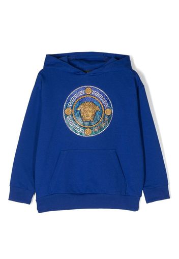 Versace Kids rhinestone-embellished Medusa hoodie - Blu