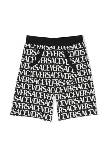 Versace Kids logo-print track shorts - Nero