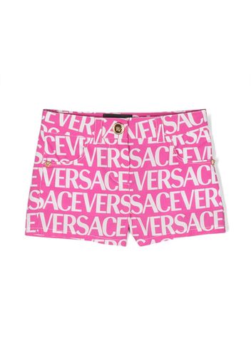 Versace Kids all-over logo-print shorts - Rosa