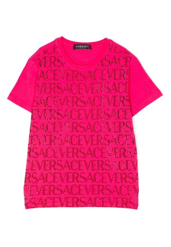 Versace Kids logo-print short-sleeve T-shirt - Rosa