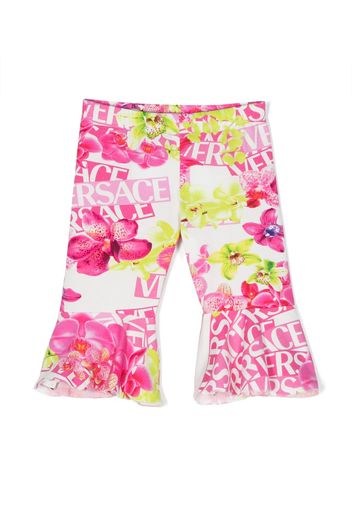 Versace Kids flared floral-print trousers - Rosa