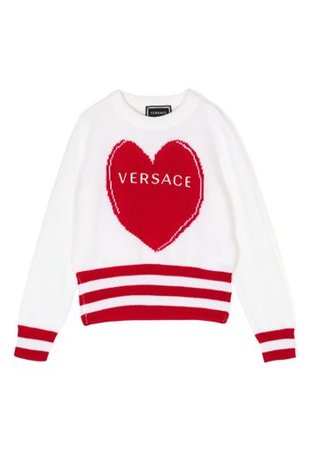 Versace Kids logo-embroidered wool jumper - Bianco